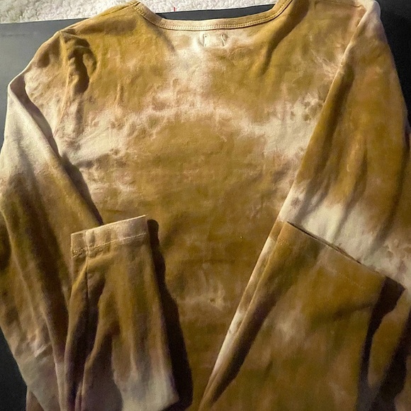 BDG Jeans (Size Small) Cropped Tie-Dye Crewneck Shirt in Brown and Cream - Picture 4 of 10